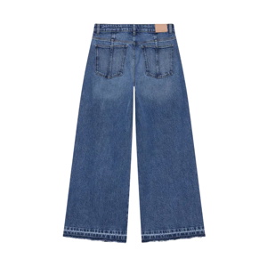 Mint Velvet Mid Indigo Hem Detail Wide Leg Jean